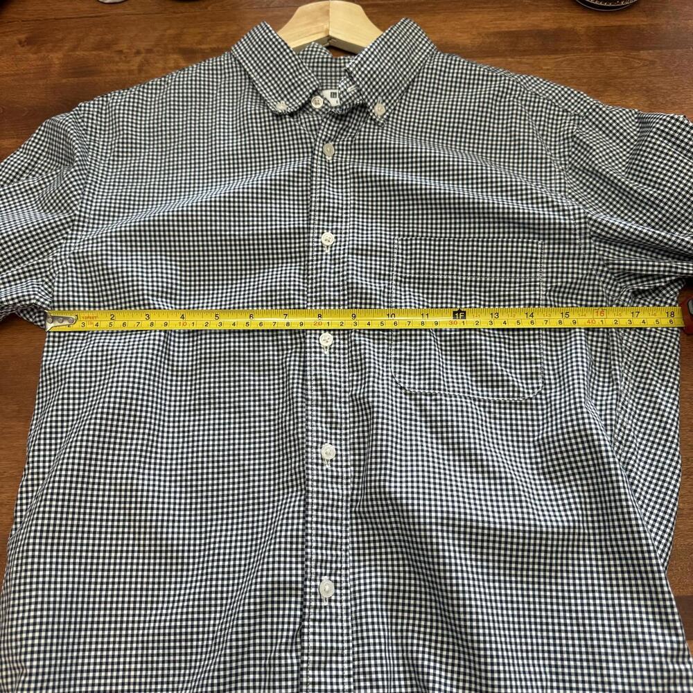 Uniqlo Small Checkered Button Up Shirt, Black/White, Mens - Picture 7 of 9